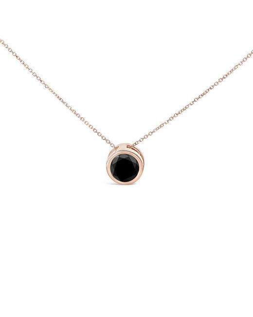 Haus of Brilliance Metallic 14K Rose 7.0 Cttw Bezel-Set Round Diamond Solitaire Pendant Necklace