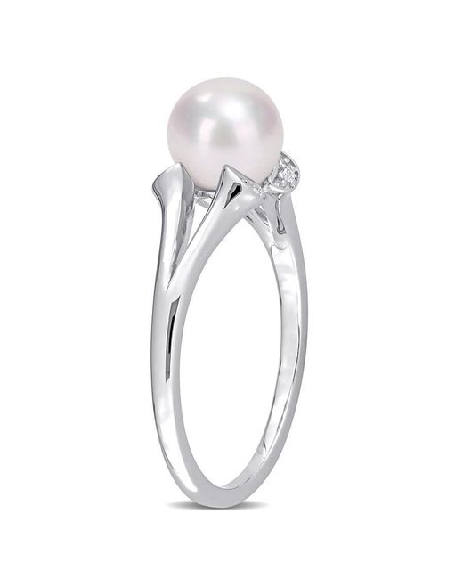 Amour Metallic 5Mm Freshwater Cultured Pearl And Created Sapphire Split-Shank Ring for men