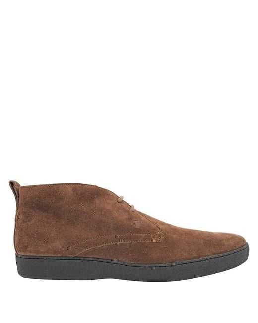 Tod's Brown Suede Uomo Gomma Ankle Boots for men