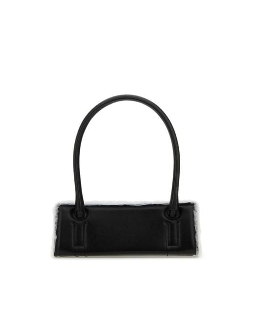 Dentro Black Leather Radar Shoulder Bag