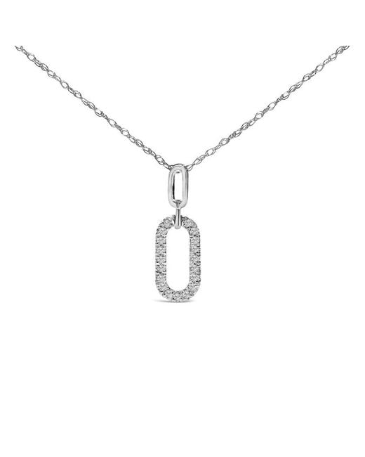 Haus of Brilliance Metallic 14K Diamond Accent Paperclip Pendant Necklace