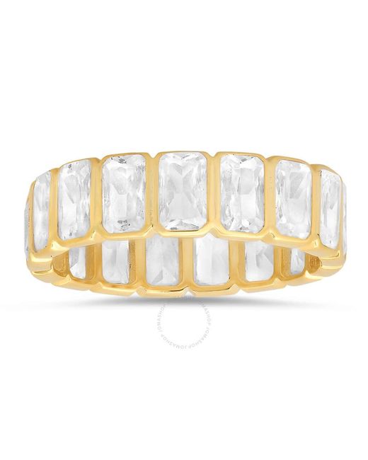 Kylie Harper Metallic 14K Over Bezel-Set Emerald-Cut Cz Eternity Band Ring