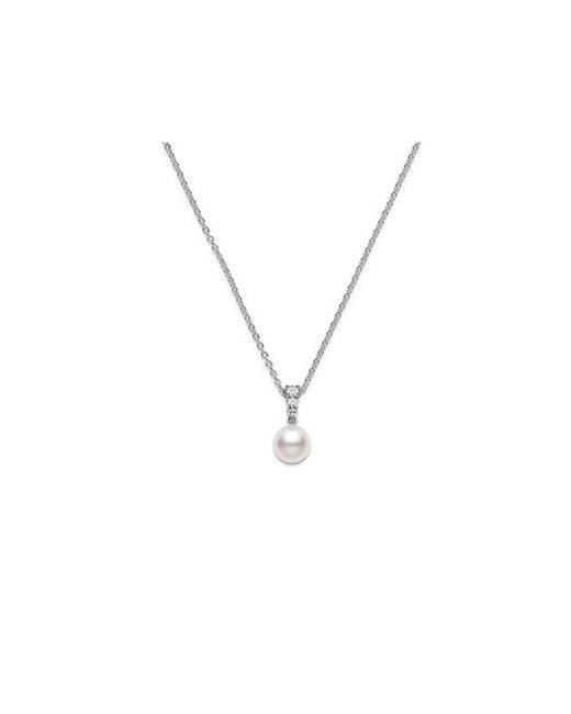 Mikimoto Metallic Morning Dew 8mm Akoya Pearl & Diamond Pendant Necklace With 18k White Gold