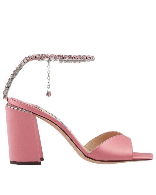 Jimmy Choo Pink Saeda 85 Block Heel Sandals