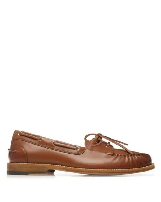 Bally Brown Rimion Leather Boat Loafers, Brand Size 7 Us for men