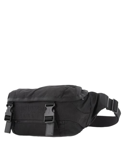 Saint Laurent Black Logo Embroidery Nylon Crossbody Bag for men