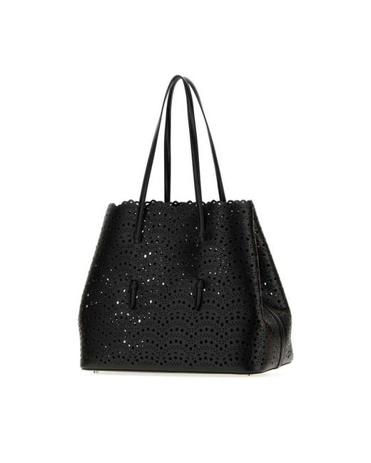 Alaïa Black Leather Mina 37 Shopping Bag Noir Exterior: Calf Lining: Borse A Mano