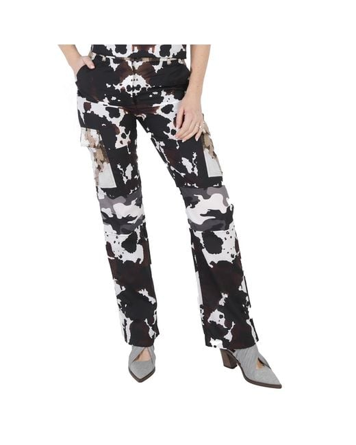 Burberry Black Camouflage-Print Nylon Panelled Cargo Trousers, Brand Size 10 (Us