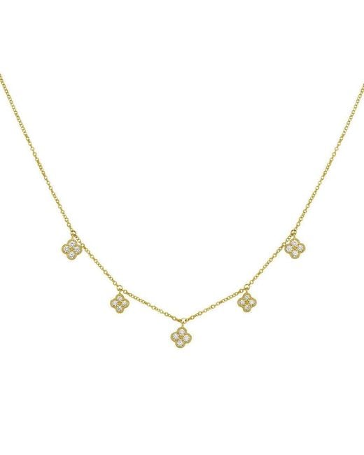 Tresorra Metallic 14K Diamond Flower Necklace