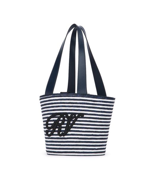 Roger Vivier Blue Rv Straw Panier Small