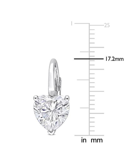 Amour Metallic 4 Ct Dew Created Moissanite Heart Leverback Earrings