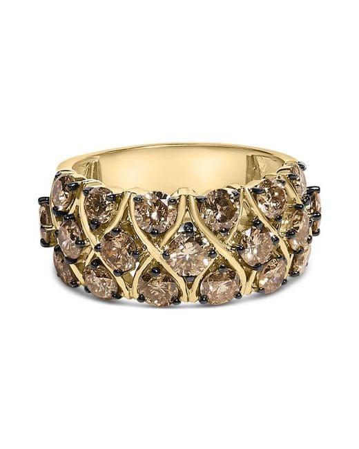 Haus of Brilliance Metallic 10K Plated .925 Sterling 3.0 Cttw Champagne Diamond Multi Lattice Band Ring for men