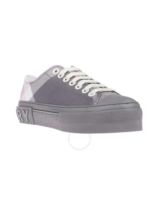 Burberry Gray Pale Jack Check Low Top Sneakers