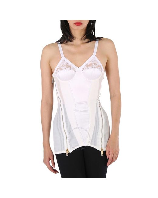 Burberry White Optic Lace Corset Top