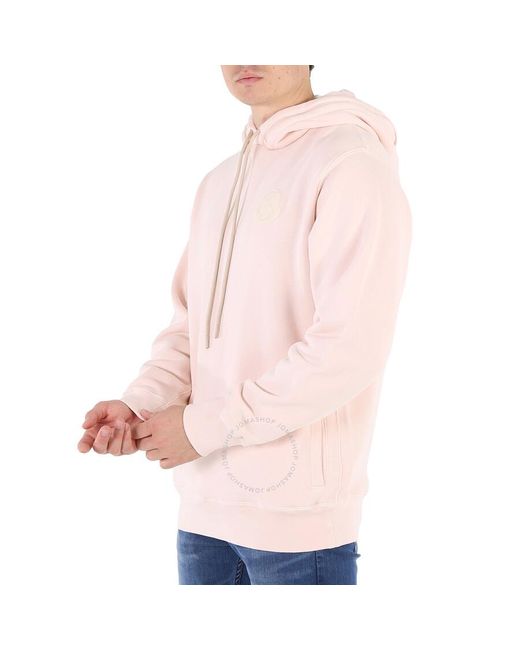 Moncler Pink Light Garment Dye 1952 Logo Patch Cotton Hoodie for men