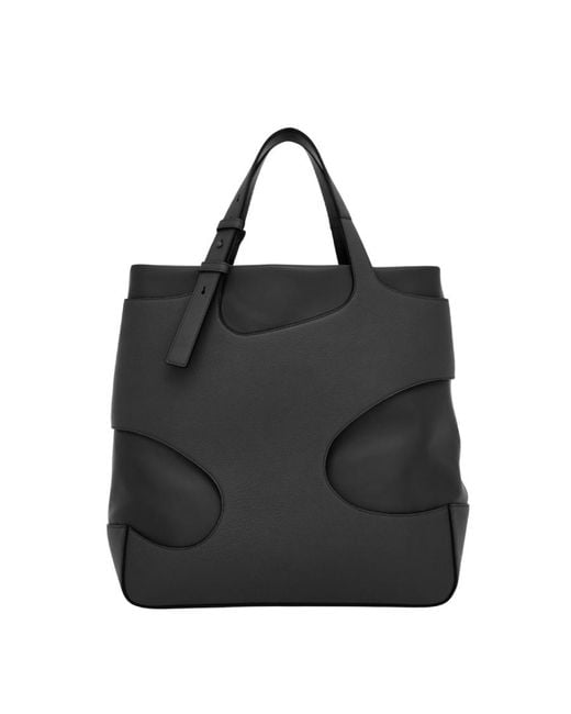 Ferragamo Black Cut-Out Logo Patch Tote Bag for men