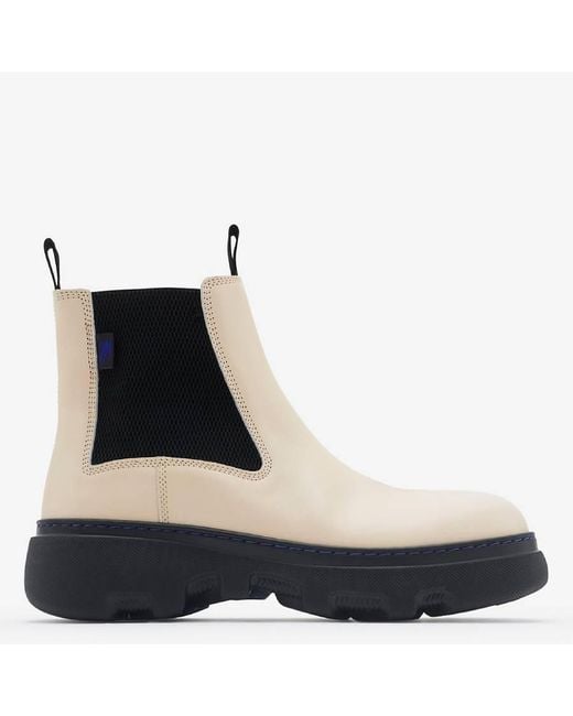 Burberry Black Leather Creeper Low Chelsea Boots, Brand Size 37 Us