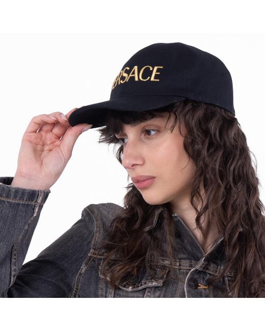 Versace Black Embroidered Logo Baseball Cap