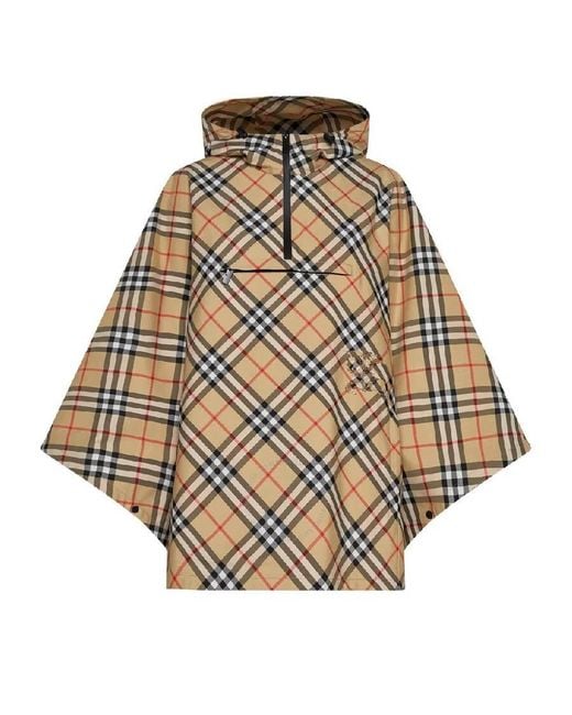 Burberry Multicolor Nylon Check Poncho
