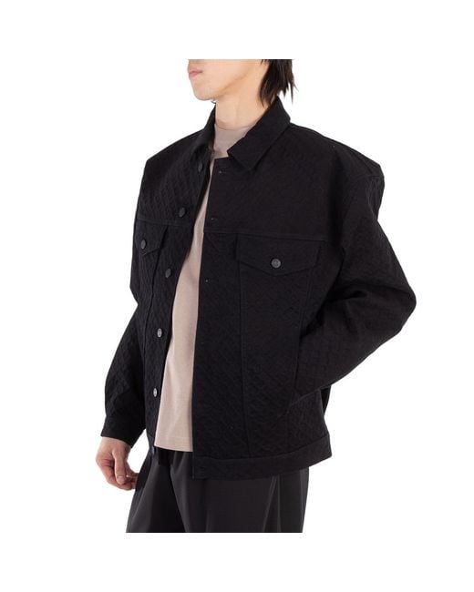 Boss Black Monogram-Embossed Regular-Fit Denim Jacket for men