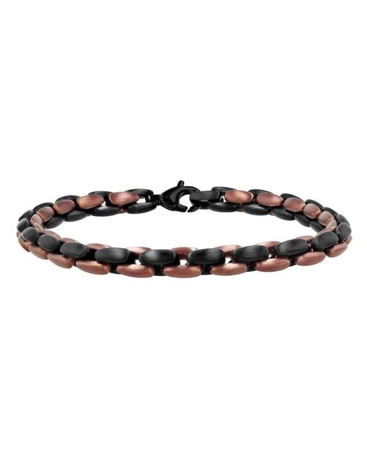 Robert Alton Brown Stainless Steel With & Finish Oval Link Bracelet for men