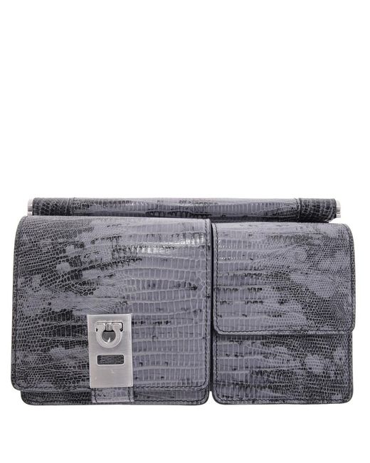 Ferragamo Gray Multipocket Leather Crossbody Bag