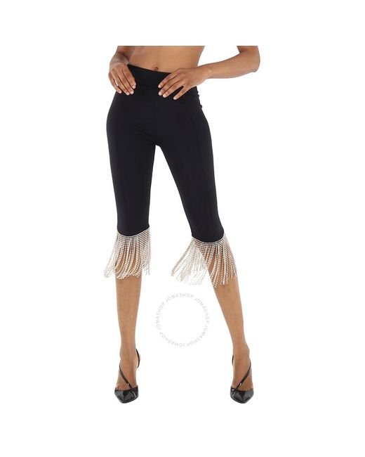 Burberry Blue Charente Crystal Fringed Stretch Jersey leggings