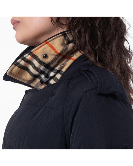 Burberry Blue Long Double-Breasted Down Puffer Coat