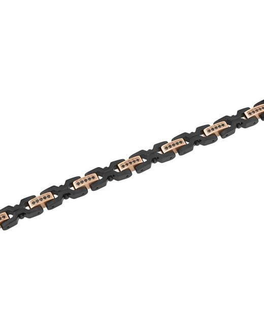 Robert Alton Black 1/2Ctw Diamond Stainless Steel With Two-Tone Finish Bracelet for men