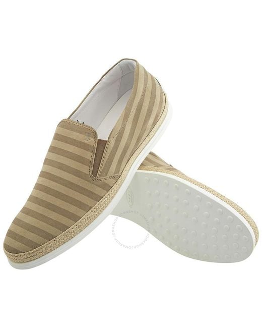 Tod's Natural Gommino Raffia Stripe Loafers for men