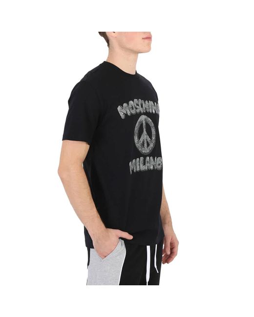Moschino Black X The Flintstones Cotton Peace Print Regular T-shirt for men