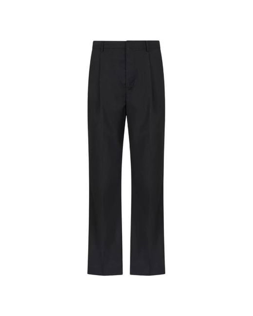 Emporio Armani Black Virgin Wool Pleated Trousers, Brand Size 48 (Waist for men
