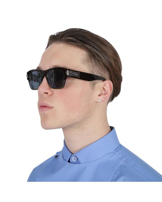 Dior Blue Mirror Logo Square Sunglasses Blacksuit Xl S2u 92b8 for men