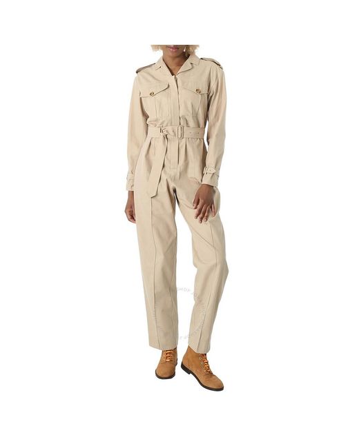 Burberry Natural Soft Fawn Cotton Catalina Straight-leg Jumpsuit
