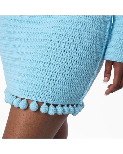 Burberry Blue Crochet Cotton Mini Skirt