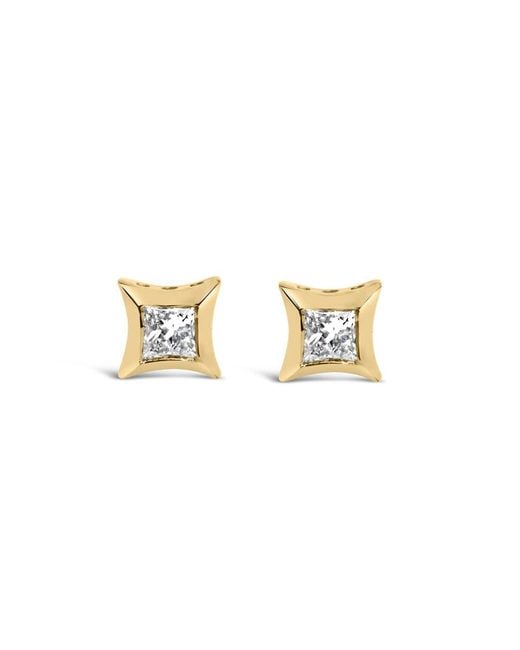 Haus of Brilliance Metallic 10K 1/5 Cttw Invisible Set Princess-Cut Diamond Stud Earrings (H-I Color, Si2-I1 Clarity)