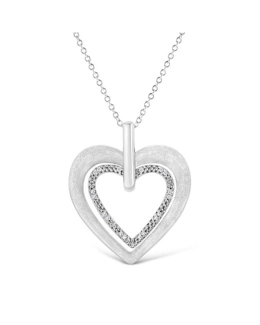 Haus of Brilliance Metallic .925 Sterling Silver Prong-set Diamond Accent Double Heart 18'' Pendant Necklace