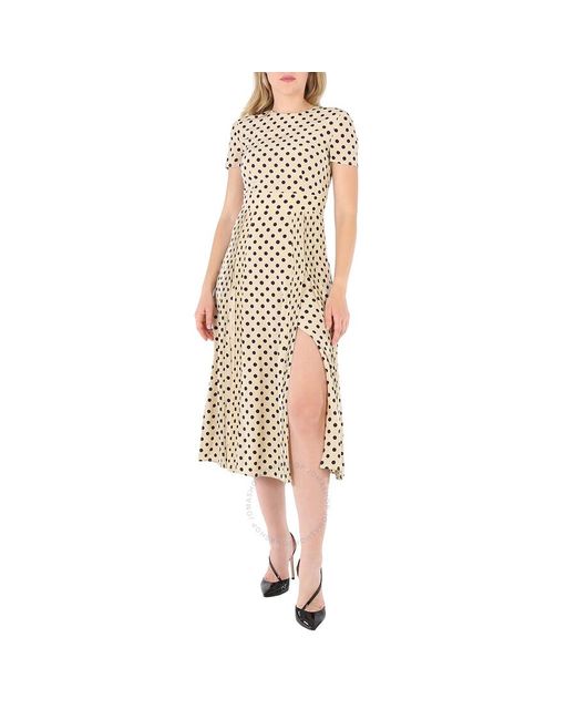 Burberry Natural Corin Silk Polka-dot Dress