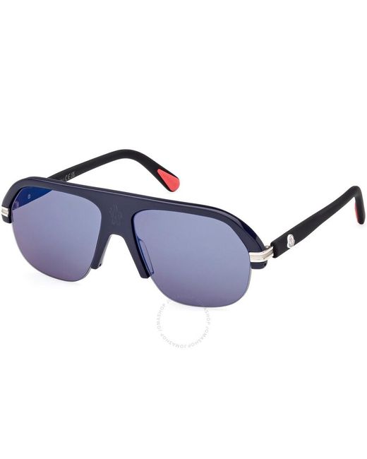 Moncler Blue Lodge Mirror Navigator Sunglasses Ml0267 91x 57 for men