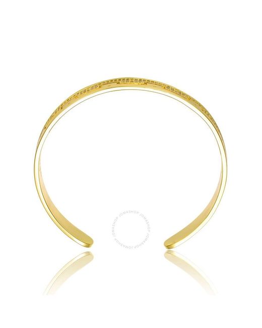 Rachel Glauber Metallic Gold Plated With Cubic Zirconias Cuff Bracelet