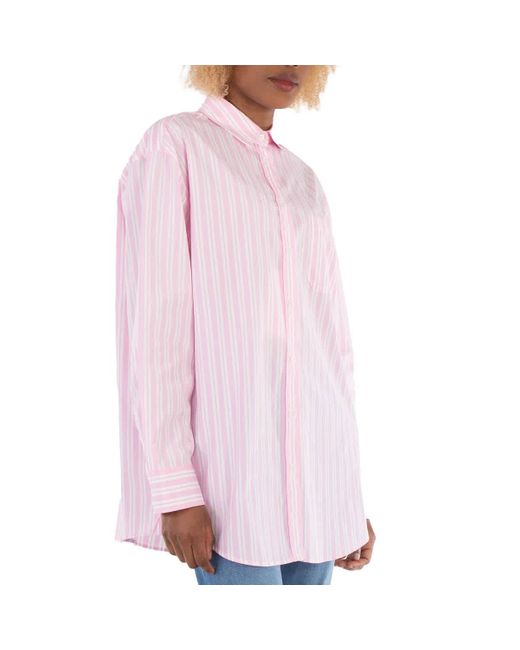 Max Mara Pink Weekend Amati Long Sleeve Striped Cotton Shirt