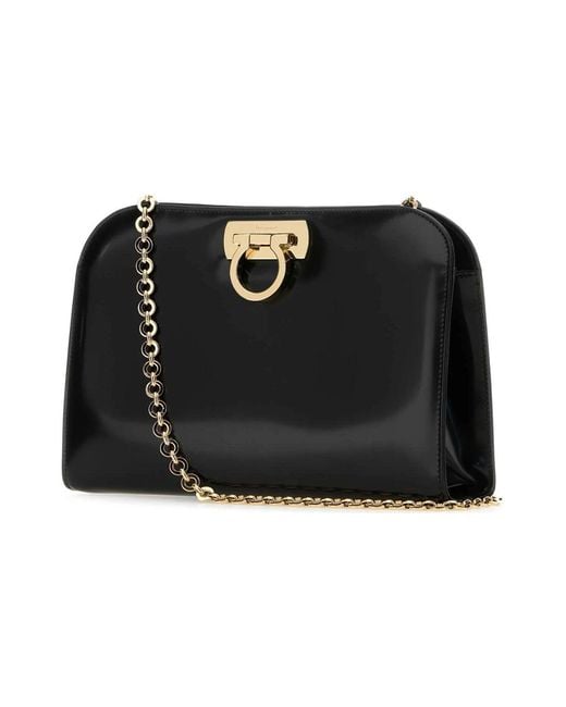 Ferragamo Black Leather Clutch for men