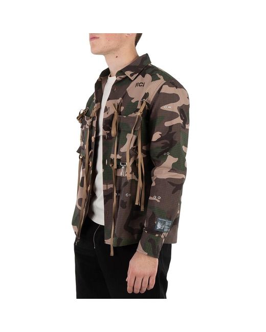 Reese Cooper Green Camo Modular Pocket Button Down Shirt for men