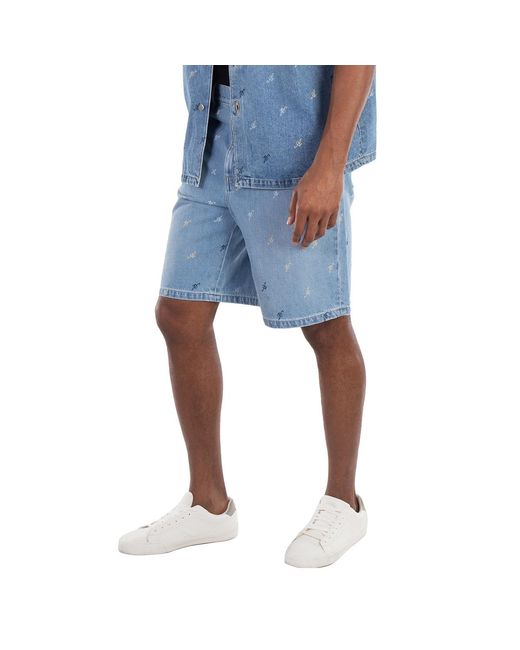 Axel Arigato Blue Miles Logo Print Denim Shorts for men