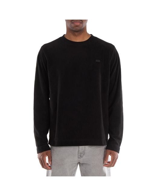 Rains Black Addis Fleece Crewneck Sweatshirt for men