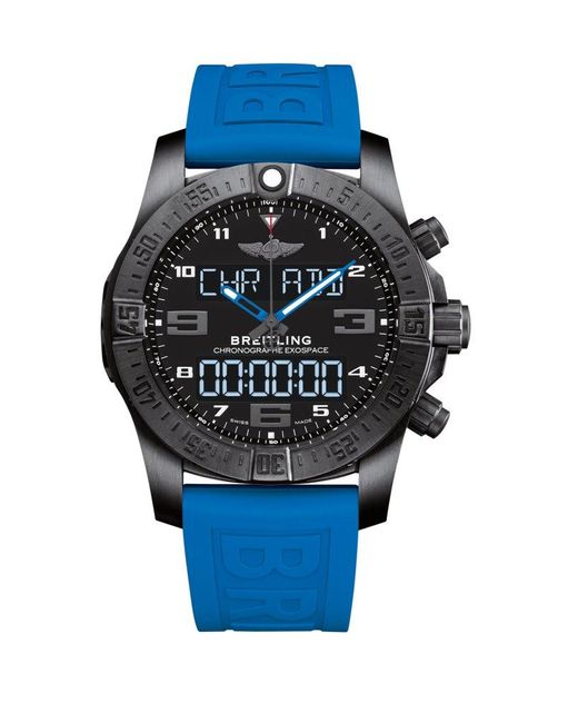 Breitling Blue Professional Perpetual Chronograph Quartz Analog-digital Chronometer Black Dial Watch for men