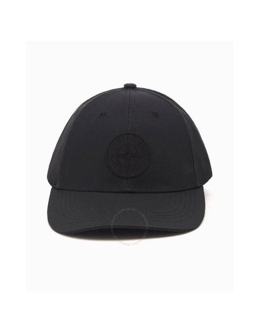 Stone Island Black Cotton Rep Baseball Cap for men