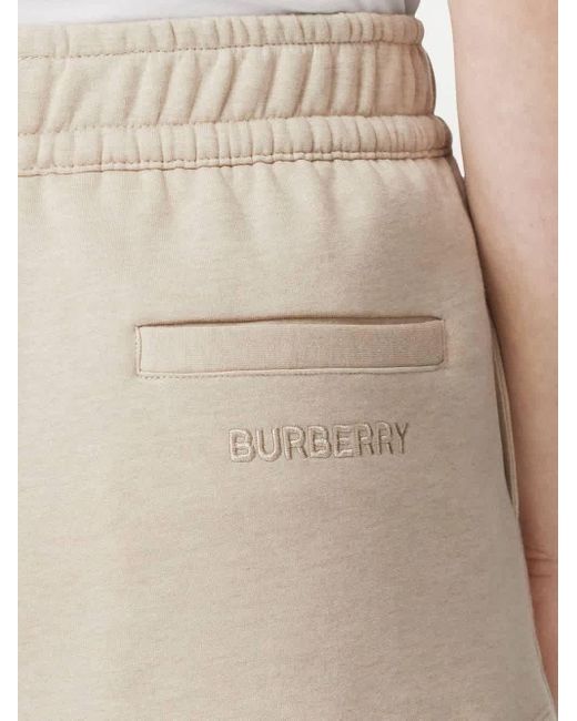 Burberry Natural Ember Cotton Cashmere Logo Detail Shorts