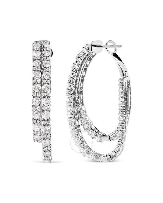 Haus of Brilliance Metallic 14k Gold 4.0 Cttw Diamond Asymmetrical Inside Out Double-hoop Earrings