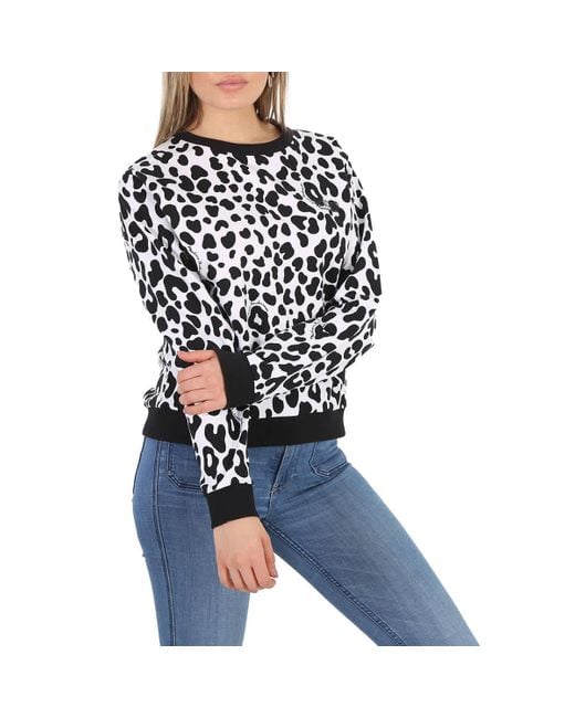 Moschino Blue Underwear Leopard Print Cotton Sweatshirt